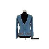 Sell Ladies' Cardigan With Crochet Trim and Embroidered Design thumbnail-1