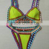 Yellow Hand Woven Swimwear Bikini/hr Fancy Crotched r Bikini Swimwear/ Fancy Bikini Set Swimwear Beachwear