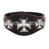 XP-LB-6108 Wholesale Fashion Genuine Leather Bracelet Jewelry Best Price Nail Rivet Cross Leather Bracelet for Men