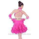 Girls Feather Ballroom Latin Dress Fancy Dress Competition For Kids thumbnail-2