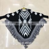 wholesale latest designs for girls knitted crochet sweater with sleeve custom mexican poncho