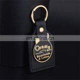 Custom Logo Gold Metal Keychain Black Leather Keychain thumbnail-4