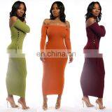 Autumn Winter Knitted Women Solid Slim Plus Size Long Pullovers Knitting Sweater Dress thumbnail-1