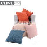 2018 Fashion Sofa Decorative Handmade Plain Acrylic Knitted Cushion Cover With Pompom thumbnail-3
