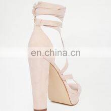 Ladies High Heeled Platform Lace up Sandals Shoes thumbnail-3