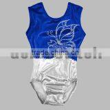 Blue Sleeveless Gymnastic Leotard . Girl Dance Leotard
