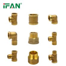 IFAN Brass Thread Plumbing Fittings FF Tee Elbow Socket Copper Equal Water Pipe Connector Brass Pipe Fitting