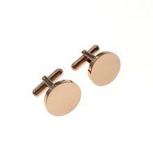 Stainless Steel Round Cufflinks Waterproof Jewelry for Men With Customizable Name Logo thumbnail-4