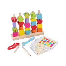 Children's Wooden Building Blocks Colorful Fruit Beaded Column for Early Education Toy for Shape Perception Enlightenment thumbnail-5