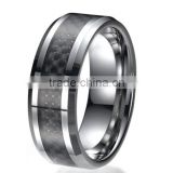 Fashion Design Men's Tungsten Ring Wedding Band with Carbon Fiber Inlay Ring