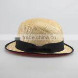 2015 Factory In-stock Natural Round Straw Hat 56cm For Adults Fedora Hat Sraw Hat for Mens Red /blue/green/rose thumbnail-3