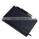 Black Fashionable a5 Refillable Genuine Leather Notebook With Pen Attached thumbnail-5