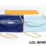 LCL -B1407115 raw cut bi color pvc semi pu cluth envelope cosmetic bag doument holder mini pad pouch