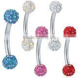 Wholesale Colorful Full-jewelled Stainless Steel Eyebrow Rings Body Piercing Jewelry thumbnail-1