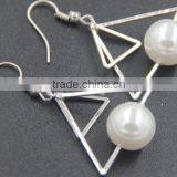 Generous Artifical Pearl on Triangle Stud Earrings thumbnail-2