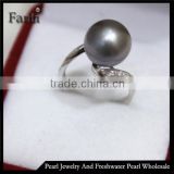 round shell pearl price wholesale natural pearl ring real 925 silver ring