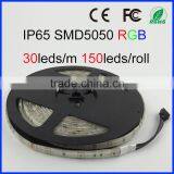 Rgb 5050 150leds Led Waterproof 30leds/m dc 12v 24v 5m/roll Ip65 Waterproof for Chrismas Lights Tira Led Rgb ce Rohs thumbnail-3