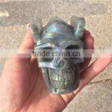 Natural Labradorite Skull Crystal Stone Angel Wings Ornaments thumbnail-2