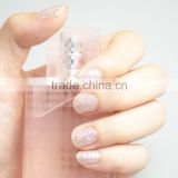 Wholesale shiny pink glitter custom nail polish sticker 14 day sexy long nail strips nail art supplier