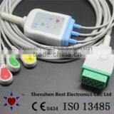 GE Dash 2500 ECG 3 Lead Cable and Leadwires With Snap Connector