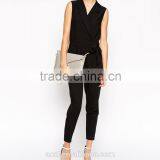 Sleeveless Suit Neckline Black Wholesale Price Long Jumpsuit thumbnail-5