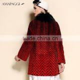 Women's Fox Collar Real Wool Fur Coat Thick Warm Winter Overcoat thumbnail-3