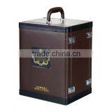 Wholesale Custom High-grade PU Leather 6 Bottles of Red Wine Box, Deep Coffee Color Display Box