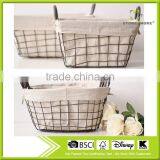 Metal Wire and Linen Bag Magazine Baskets, Concise Style thumbnail-1