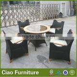 Outdoor Leisure Rattan Table and Chair With Teakwood Top thumbnail-1