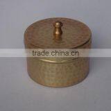 Hammered Mat Brass Finish Candle Holder With Cover Out Wax thumbnail-1