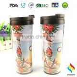 Clear Insulated plastic Tumbler With paper Inserts
