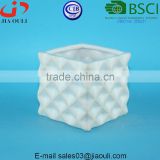 Glazed white and wash Geometric Patterned Mini square Ceramic Planter