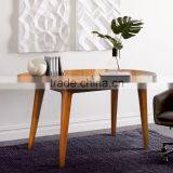 Coffee Table Teak Wood Whit Oval Shape Top Model Natural Color thumbnail-1