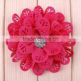 Hot Cutting Fabric Flower With Rhinestone Center for Kids Hair Accessories thumbnail-2