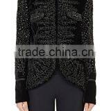 2016 High Quality Lady Fancy Embellished Black Velvet Jacket thumbnail-1