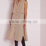 Hot Sale Lady Sleeveless Double Layer Utility Blouse New Patterns thumbnail-2