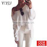 Sexy off Shoulder Split Knitted Sweater Women Brand Black Pullovers Knitwear Autumn Winter 2017 White Jumper Pull Femme thumbnail-1