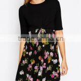 Maternity Floral Skater Dress With Plain Top And Twist Front thumbnail-1