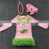 New Arrival Easter Baby Clothes Design 2016 Girls Summer Dress Pink Bunny Long Sleeve With Matching Accessories thumbnail-1