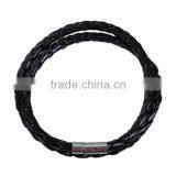 Black Braided Cord Magnetic Clasps Leather Football Bracelet Handmade Leather Bracelet thumbnail-3