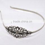 Wholesale Silver Tone Flower Headbands Hair Band 4.7mm Wide thumbnail-1