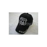 Unique Black Cotton Sports Caps With 6 Panels, Custom Embroidery / Printed Baseball Caps For Promoti