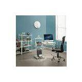 Black Modern Tempered Glass Computer Desk For Home , Colorful Screws DX-608W thumbnail-1