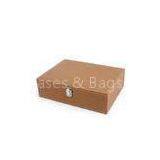 Carrying Brown Leather Tool Case PU Makeup Cosmetic Organizer 35x25x10 CM