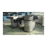 Silver Gray Conveyor Belt Checkout Counter With Acrylic Panel