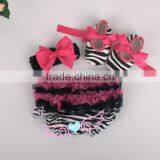 2015 Baby Black Stripe Cotton Ruffle Bloomer Set With Shoes Baby Cloth Diaper Baby Underwear