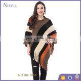 European Style Ladies Irregular Design Pullover Poncho Sweater With Tassel thumbnail-1