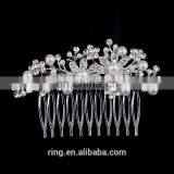 Silver Pearl Combs Flower Hair Wedding Rhinestone Crystal Hair Combs