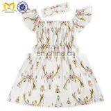 Baby Girls Flower Deer Beautiful Children Summer Clothes Cheap Baby Frock Design Kids Girls Party Dresses thumbnail-6