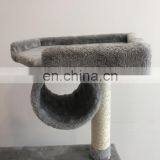 Big Cat Tree House Grey Cat Climbing Frame Cat Tower With Hammock thumbnail-7